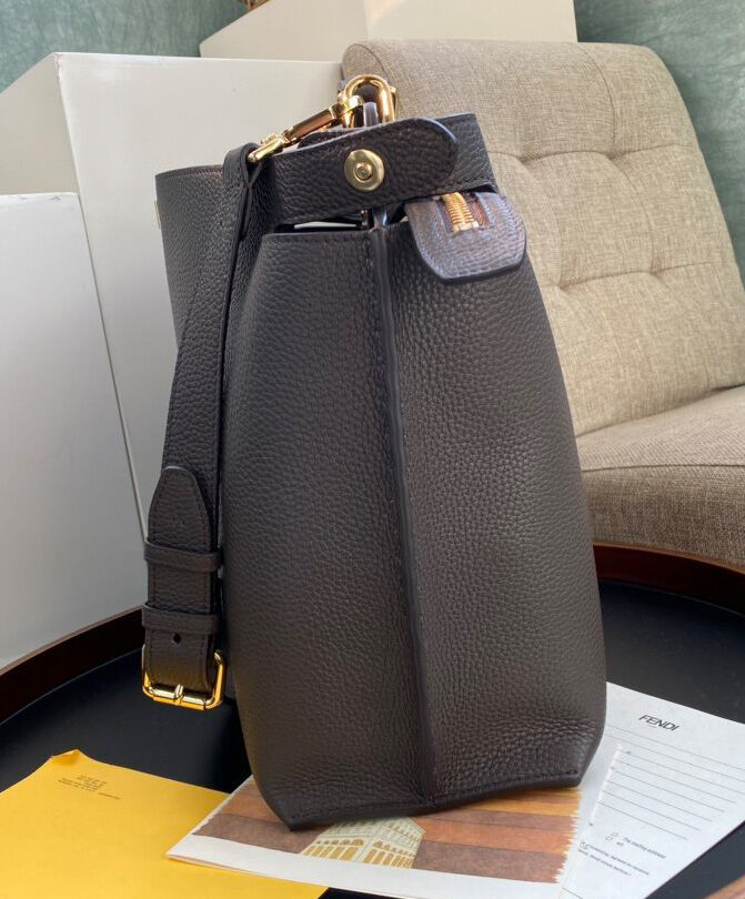 Fendi Peekaboo Iconic Essential Calf Leather Bag 7VA476 Coffee